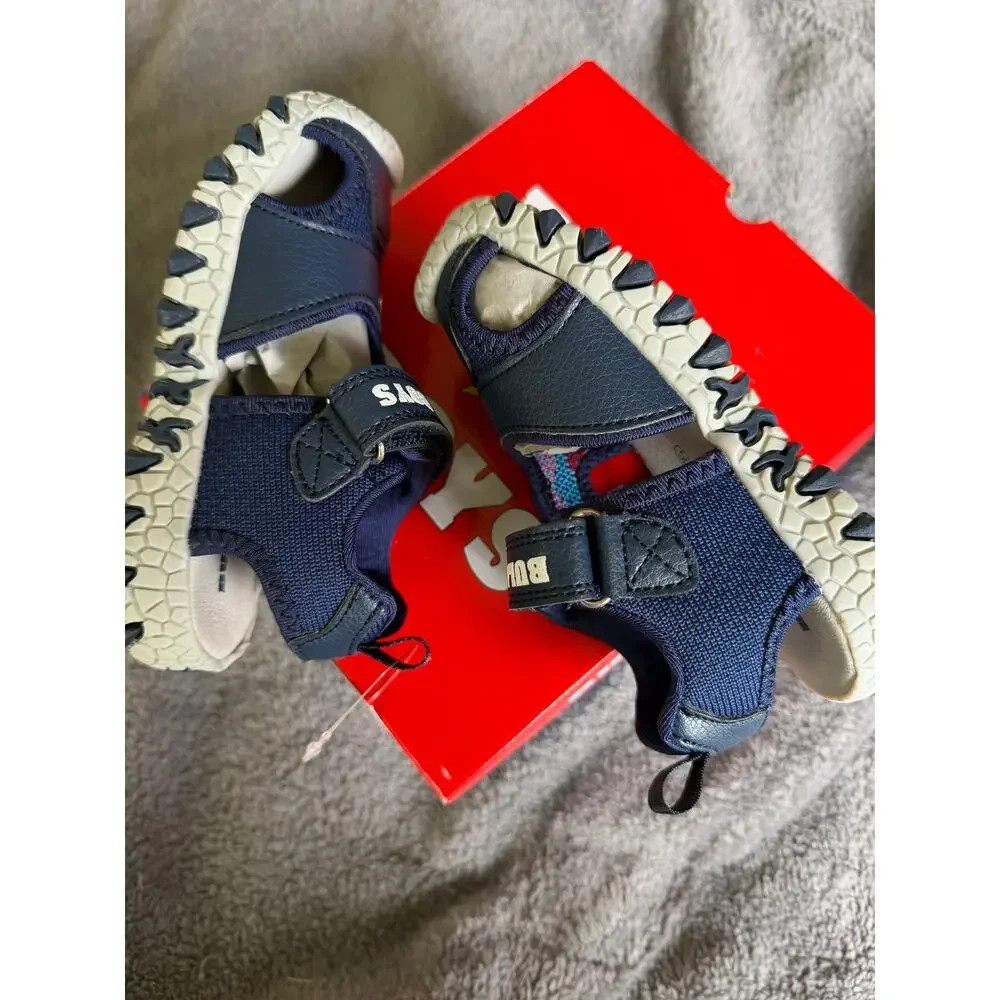 New Bull Boys Dinosaur Sandals Gray Navy Kids Size US 9